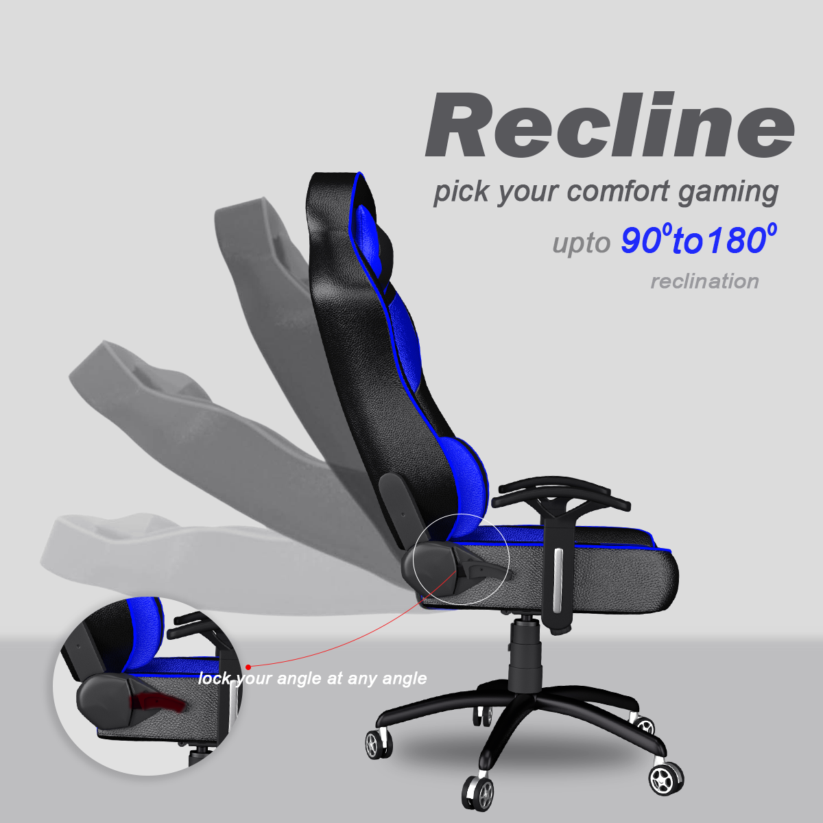 ASE Gaming Modern Series Gaming Chair With Metal Base(Blue & Black)