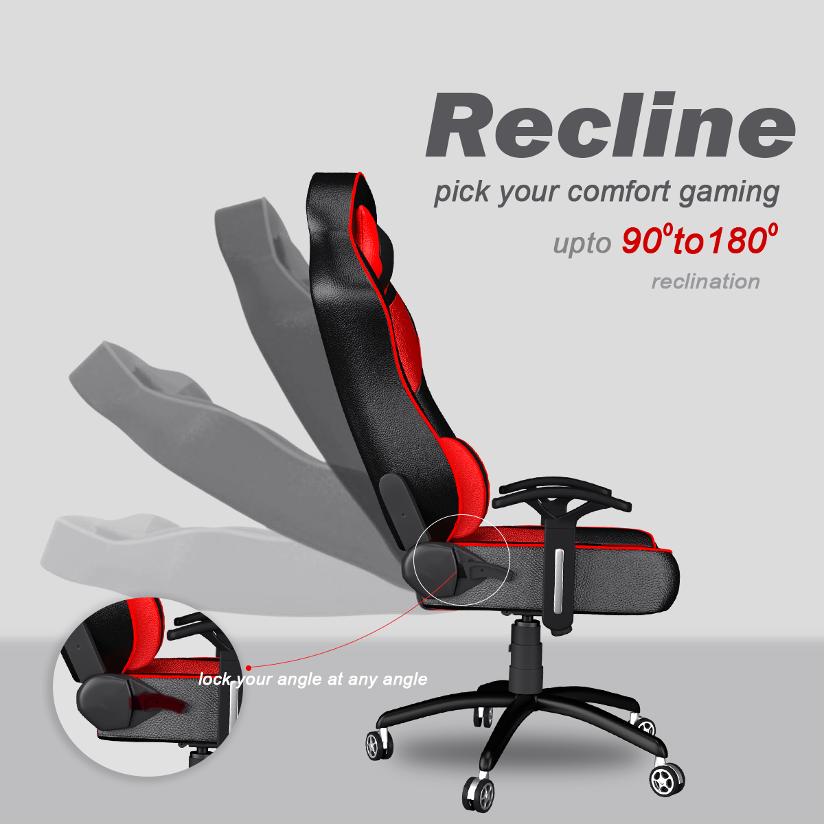 ASE Gaming Modern Series Gaming Chair With Metal Base(Red & Black)