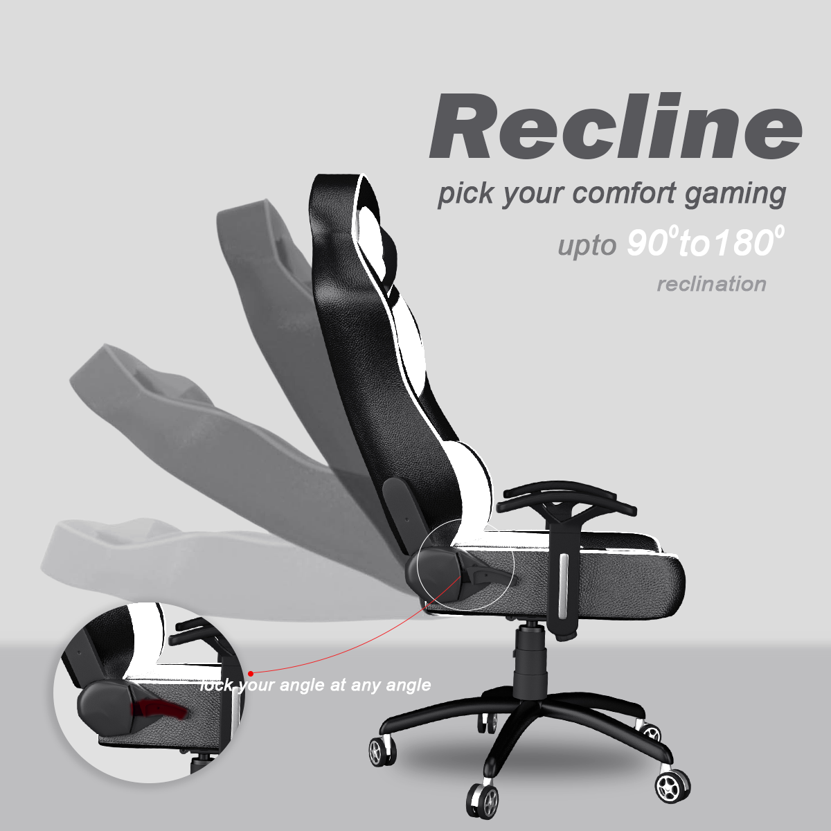 ASE Gaming Modern Series Gaming Chair With Metal Base(White & Black)