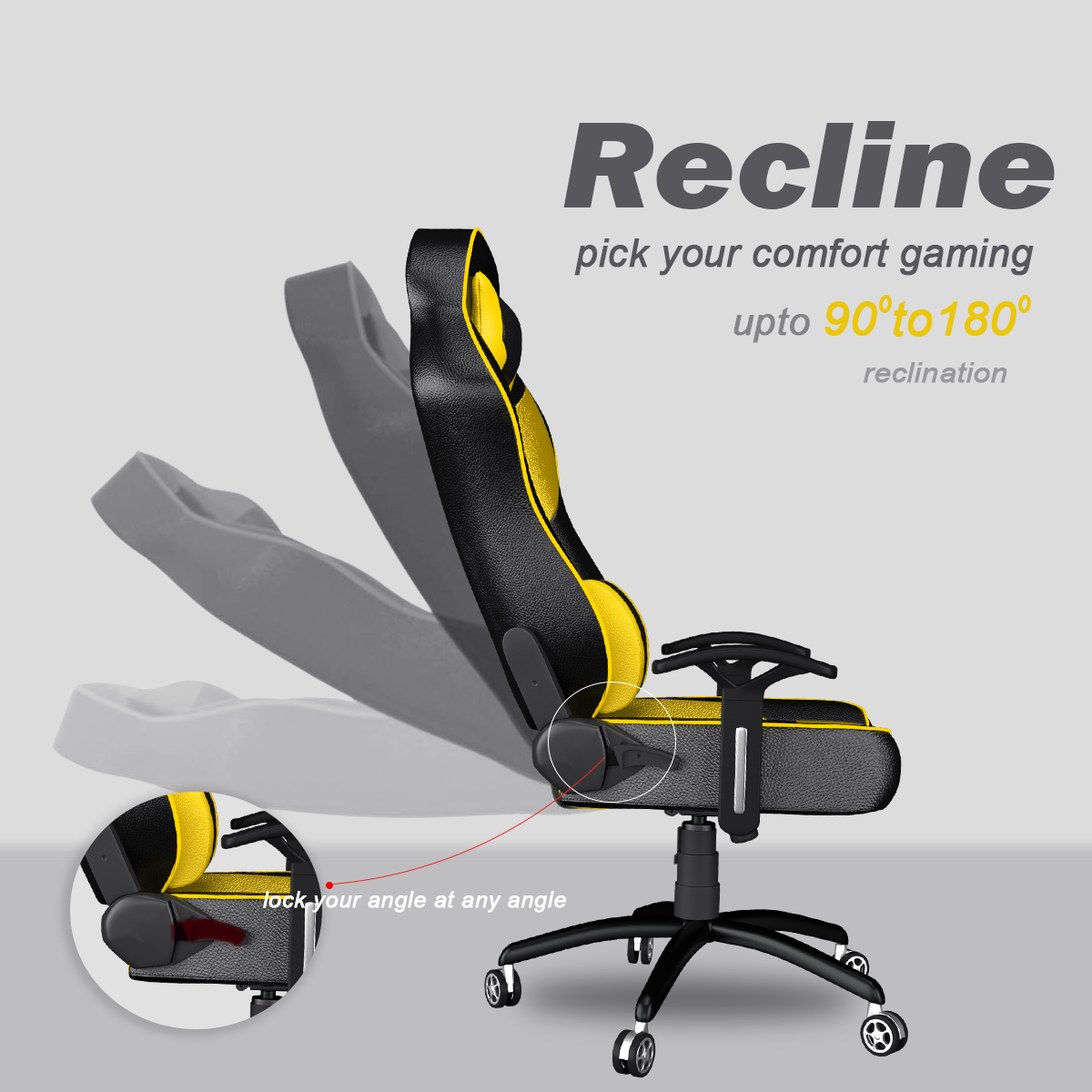 ASE Gaming Modern Series Gaming Chair With Metal Base(Yellow & Black)