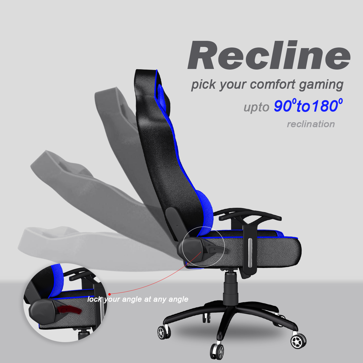 ASE Gaming Ranger Series Gaming Chair With Metal Base(Blue & Black)