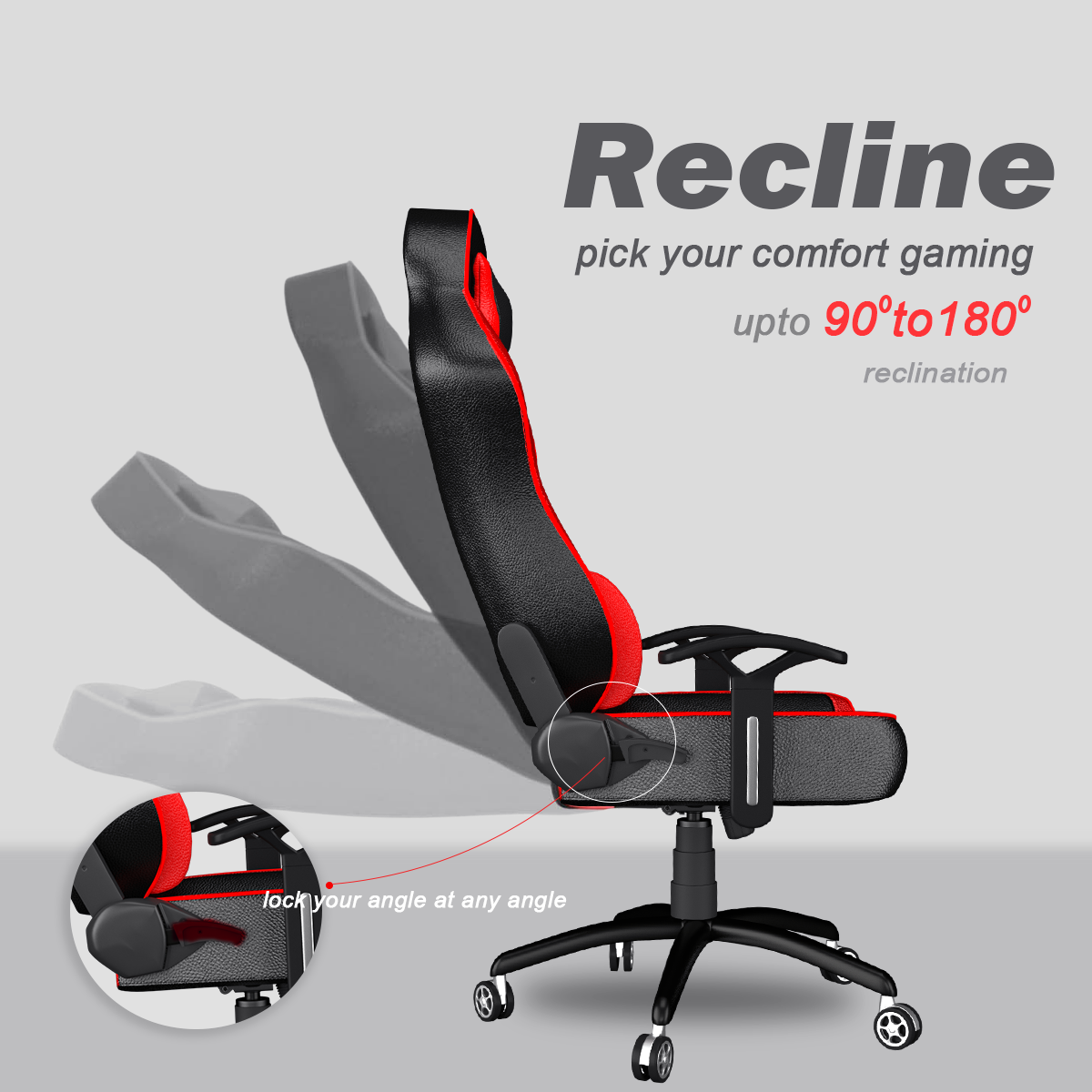 ASE Gaming Ranger Series Gaming Chair With Metal Base(Red & Black)