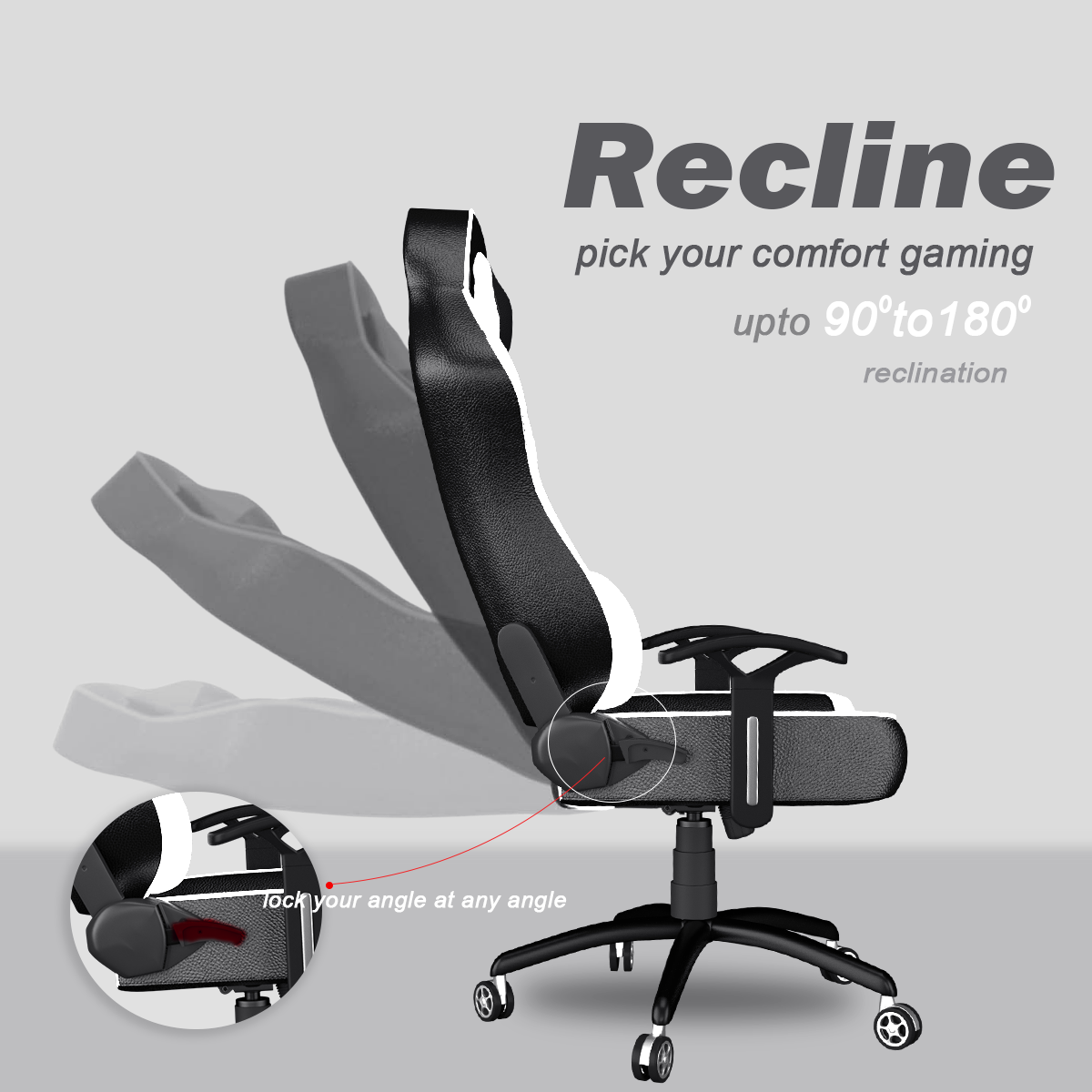 ASE Gaming Ranger Series Gaming Chair With Metal Base(White & Black)