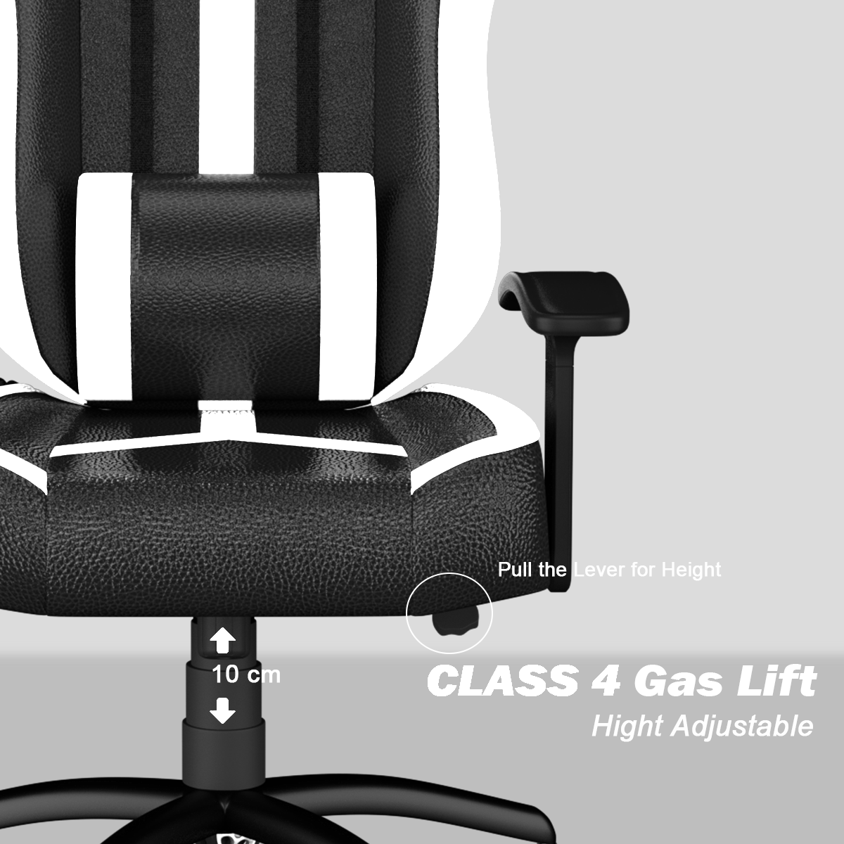 ASE Gaming Ranger Series Gaming Chair With Metal Base(White & Black)