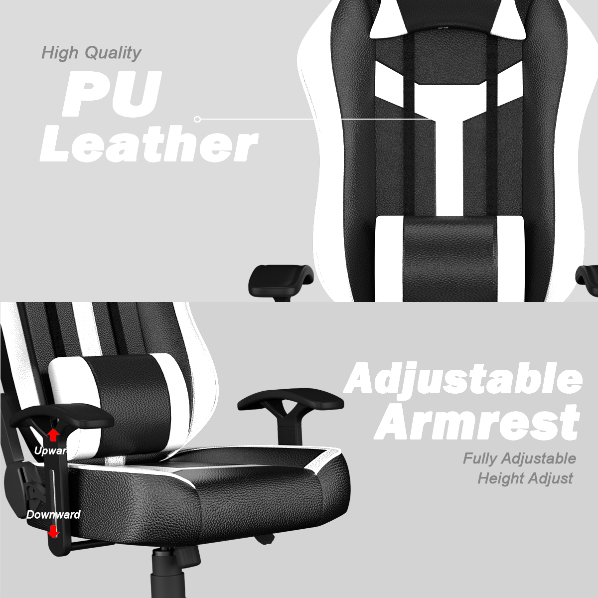 ASE Gaming Ranger Series Gaming Chair With Metal Base(White & Black)