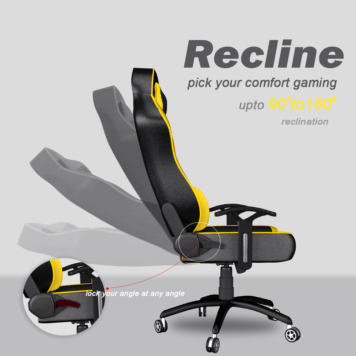 ASE Gaming Ranger Series Gaming Chair With Metal Base(Yellow & Black)