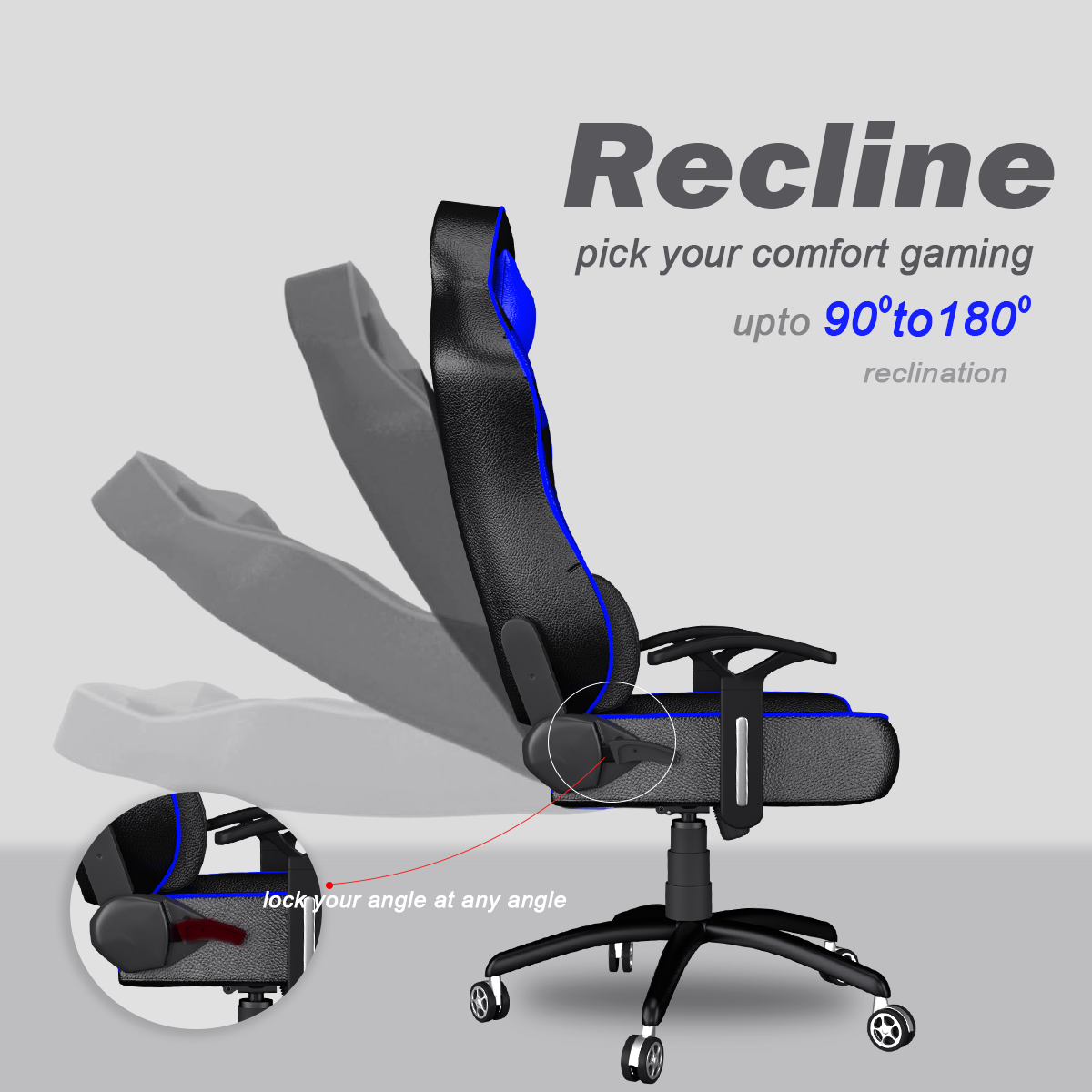 ASE Gaming Infinity Series Gaming Chair With Metal Base(Blue & Black)