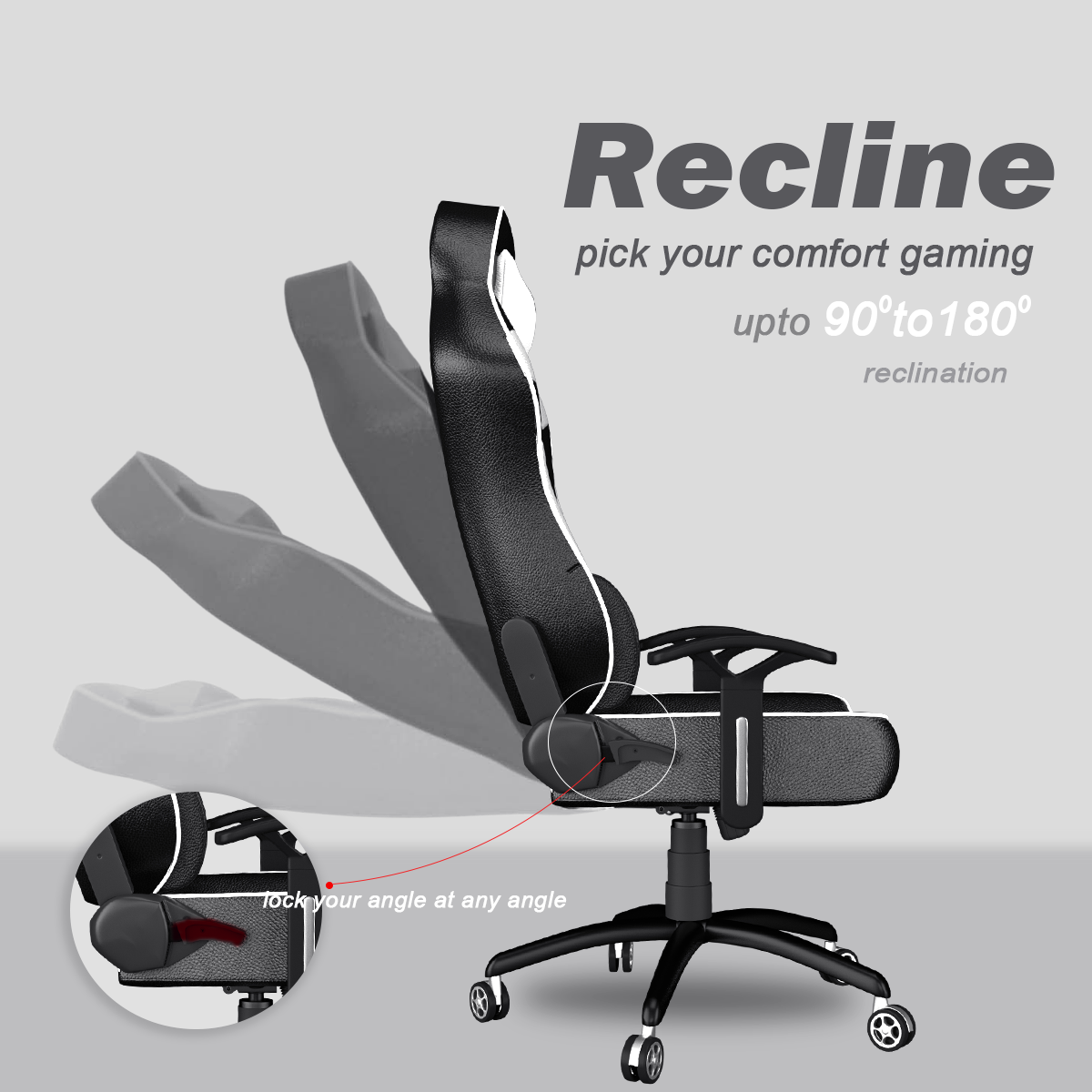 ASE Gaming Infinity Series Gaming Chair With Metal Base(White & Black)