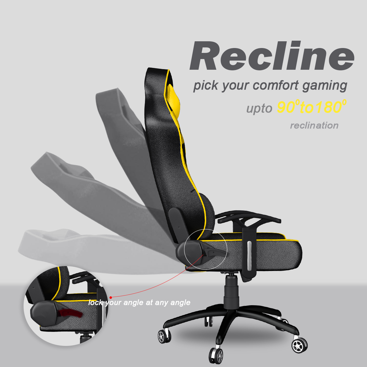 ASE Gaming Infinity Series Gaming Chair With Metal Base(Yellow & Black)