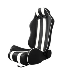 ASE GAMING Racing Simulator Seat in White and Black with Adjustable Reclining Feature